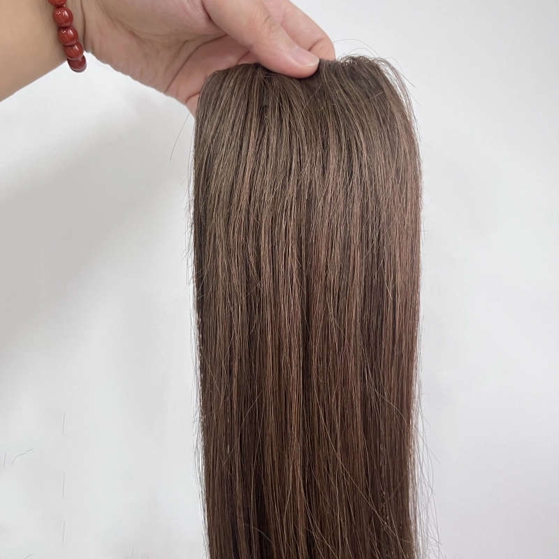 #4 brown color brazilian silk base hair topper for women virgin human hair YR0055